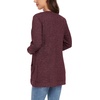 image:imageGRECERELLE Womens Long Sleeve Open Front Cardigan Casual VNeck Curved Hem Ribbed Knit Sweater Outerwear with PocketsWine Red