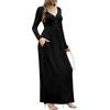 image:imageGRECERELLE Womens Long Sleeve V Neck Casual Button Maxi Dress 2025 with Pockets01 Black