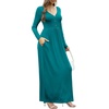 image:imageGRECERELLE Womens Long Sleeve V Neck Casual Button Maxi Dress 2025 with PocketsAcid Blue