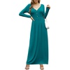image:imageGRECERELLE Womens Long Sleeve V Neck Casual Button Maxi Dress 2025 with PocketsAcid Blue