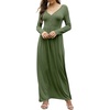 image:imageGRECERELLE Womens Long Sleeve V Neck Casual Button Maxi Dress 2025 with PocketsArmy Green