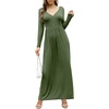 image:imageGRECERELLE Womens Long Sleeve V Neck Casual Button Maxi Dress 2025 with PocketsArmy Green