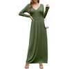 image:imageGRECERELLE Womens Long Sleeve V Neck Casual Button Maxi Dress 2025 with PocketsArmy Green