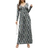 image:imageGRECERELLE Womens Long Sleeve V Neck Casual Button Maxi Dress 2025 with PocketsBlack Flowers White