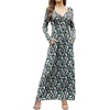 image:imageGRECERELLE Womens Long Sleeve V Neck Casual Button Maxi Dress 2025 with PocketsBlack Flowers White