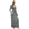 image:imageGRECERELLE Womens Long Sleeve V Neck Casual Button Maxi Dress 2025 with PocketsBlack Flowers White