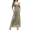image:imageGRECERELLE Womens Long Sleeve V Neck Casual Button Maxi Dress 2025 with PocketsBlack Yellow