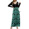 image:imageGRECERELLE Womens Long Sleeve V Neck Casual Button Maxi Dress 2025 with PocketsBoho Blue Green