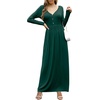 image:imageGRECERELLE Womens Long Sleeve V Neck Casual Button Maxi Dress 2025 with PocketsDark Green