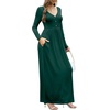 image:imageGRECERELLE Womens Long Sleeve V Neck Casual Button Maxi Dress 2025 with PocketsDark Green