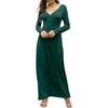 image:imageGRECERELLE Womens Long Sleeve V Neck Casual Button Maxi Dress 2025 with PocketsDark Green