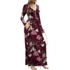 image:imageGRECERELLE Womens Long Sleeve V Neck Casual Button Maxi Dress 2025 with PocketsFloral Wine Red