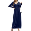 image:imageGRECERELLE Womens Long Sleeve V Neck Casual Button Maxi Dress 2025 with PocketsNavy Blue