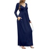 image:imageGRECERELLE Womens Long Sleeve V Neck Casual Button Maxi Dress 2025 with PocketsNavy Blue