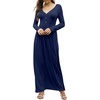 image:imageGRECERELLE Womens Long Sleeve V Neck Casual Button Maxi Dress 2025 with PocketsNavy Blue