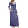 image:imageGRECERELLE Womens Long Sleeve V Neck Casual Button Maxi Dress 2025 with PocketsPurple Gray