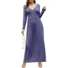 image:imageGRECERELLE Womens Long Sleeve V Neck Casual Button Maxi Dress 2025 with PocketsPurple Gray