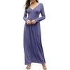image:imageGRECERELLE Womens Long Sleeve V Neck Casual Button Maxi Dress 2025 with PocketsPurple Gray