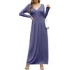 image:imageGRECERELLE Womens Long Sleeve V Neck Casual Button Maxi Dress 2025 with PocketsPurple Gray