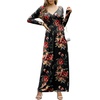 image:imageGRECERELLE Womens Long Sleeve V Neck Casual Button Maxi Dress 2025 with PocketsRed Brown Black