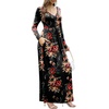 image:imageGRECERELLE Womens Long Sleeve V Neck Casual Button Maxi Dress 2025 with PocketsRed Brown Black