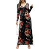 image:imageGRECERELLE Womens Long Sleeve V Neck Casual Button Maxi Dress 2025 with PocketsRed Brown Black