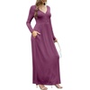 image:imageGRECERELLE Womens Long Sleeve V Neck Casual Button Maxi Dress 2025 with PocketsRed Gray