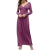 image:imageGRECERELLE Womens Long Sleeve V Neck Casual Button Maxi Dress 2025 with PocketsRed Gray