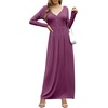 image:imageGRECERELLE Womens Long Sleeve V Neck Casual Button Maxi Dress 2025 with PocketsRed Gray