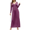 image:imageGRECERELLE Womens Long Sleeve V Neck Casual Button Maxi Dress 2025 with PocketsRed Gray