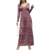 image:imageGRECERELLE Womens Long Sleeve V Neck Casual Button Maxi Dress 2025 with PocketsRed Sunflower