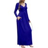 image:imageGRECERELLE Womens Long Sleeve V Neck Casual Button Maxi Dress 2025 with PocketsRoyal Blue