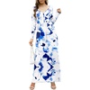 image:imageGRECERELLE Womens Long Sleeve V Neck Casual Button Maxi Dress 2025 with PocketsWhite Ink Blue