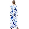 image:imageGRECERELLE Womens Long Sleeve V Neck Casual Button Maxi Dress 2025 with PocketsWhite Ink Blue
