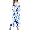 image:imageGRECERELLE Womens Long Sleeve V Neck Casual Button Maxi Dress 2025 with PocketsWhite Ink Blue