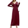image:imageGRECERELLE Womens Long Sleeve V Neck Casual Button Maxi Dress 2025 with PocketsWine Red