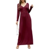 image:imageGRECERELLE Womens Long Sleeve V Neck Casual Button Maxi Dress 2025 with PocketsWine Red