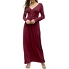 image:imageGRECERELLE Womens Long Sleeve V Neck Casual Button Maxi Dress 2025 with PocketsWine Red