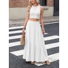 image:imageGRECERELLE Womens Maxi Skirt High Waist Tiered ALine with PocketsAwhite