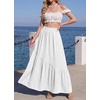 image:imageGRECERELLE Womens Maxi Skirt High Waist Tiered ALine with PocketsAwhite