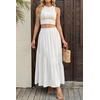 image:imageGRECERELLE Womens Maxi Skirt High Waist Tiered ALine with PocketsAwhite