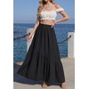 image:imageGRECERELLE Womens Maxi Skirt High Waist Tiered ALine with PocketsBlack