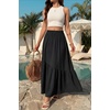 image:imageGRECERELLE Womens Maxi Skirt High Waist Tiered ALine with PocketsBlack