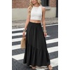 image:imageGRECERELLE Womens Maxi Skirt High Waist Tiered ALine with PocketsBlack