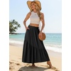 image:imageGRECERELLE Womens Maxi Skirt High Waist Tiered ALine with PocketsBlack