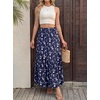 image:imageGRECERELLE Womens Maxi Skirt High Waist Tiered ALine with PocketsBlue Small Flower