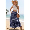 image:imageGRECERELLE Womens Maxi Skirt High Waist Tiered ALine with PocketsBlue Small Flower