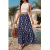 image:imageGRECERELLE Womens Maxi Skirt High Waist Tiered ALine with PocketsBlue Small Flower