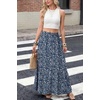 image:imageGRECERELLE Womens Maxi Skirt High Waist Tiered ALine with PocketsBlue White Flower