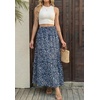 image:imageGRECERELLE Womens Maxi Skirt High Waist Tiered ALine with PocketsBlue White Flower